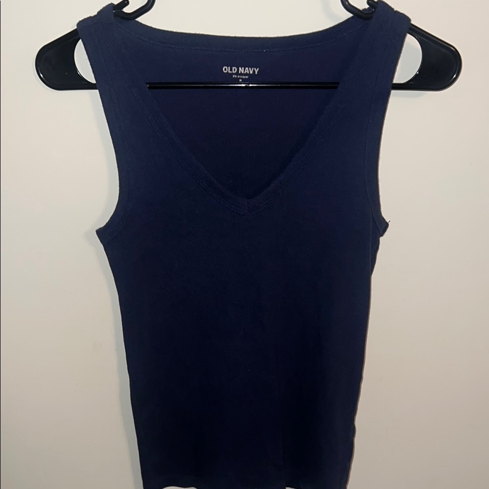 Old Navy Fitted Sleeveless Blue Tank Top